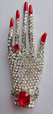 Butler & Wilson Large Brooch Vintage Crystal Hand Painted Nails Stamped Boxed - Image 1 of 4