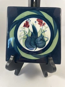 Vintage Trivet Footed Plate Signed Gail Pittman Pottery 1988 Floral Hand Painted - Picture 1 of 4