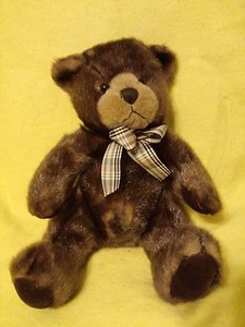 Russ weiches Stofftier Jax braun Teddybär mit karierter brauner Schleife 12 Zoll groß - Bild 1 von 6