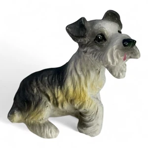 Vintage Schnauzer Dog Figurine Resin Stone 2" - Picture 1 of 6