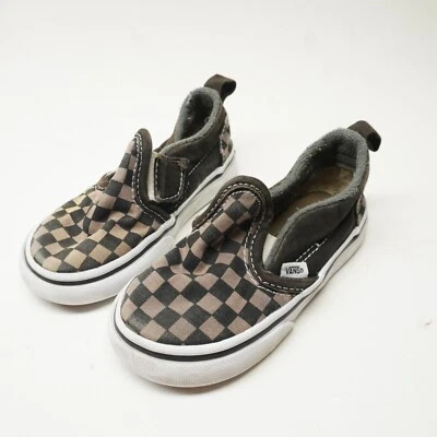 ¡En muy buen estado! Zapatillas deportivas Vans Off the Wall para niños pequeños talla 7 a cuadros negras/grises Foto 1 de 3