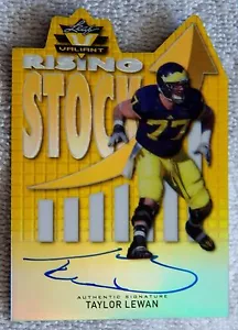 Taylor Lewan 2014 Leaf Valiant Rising Stock Gold Prismatic Auto Card #08/10 - Imagen 1 de 2