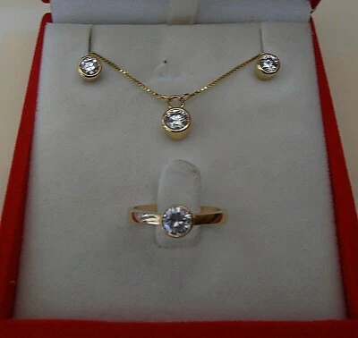 Juego de aretes de diamantes de 1,7 quilates de oro de 18 quilates VS1, collar VVS2, anillo VVS2 Foto 1 de 4