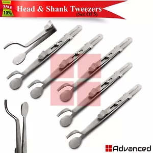 5Pcs Head & Shank Tweezers Jeweler Repair Ring Holding Forceps Ring Setting Tool - Picture 1 of 5