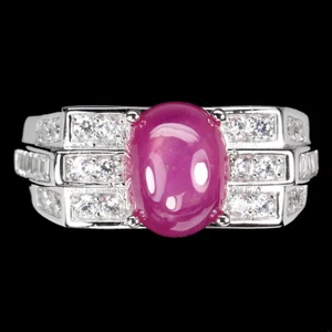 Anillo De Rubí Ovalado De Plata Esterlina 925 9x7mm Joya Tamaño 7 - Imagen 1 de 10