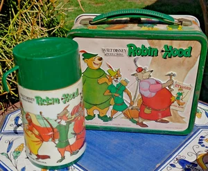 Vintage DISNEY Robin Hood Lunch box Aladdin w/ Thermos 1973 Sir Hiss Prince John - Picture 1 of 5
