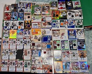 70 card lot Memorabilia or Autographed NFL Football Game Used Serial Numbered