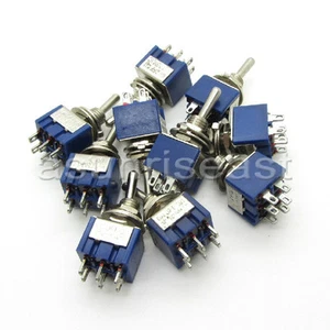 100 x Mini Interruptor DPDT ENCENDIDO-APAGADO 3 Posiciones Azul 6A 125V 3A 250V MTS-203 - Imagen 1 de 5