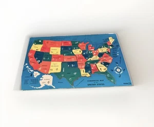Vintage Woodland Toys Wooden United States Puzzle Educational for Kids. Hobby - Picture 1 of 4