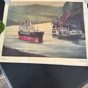 Vintage Original 1984 Panama Canal Litho Poster Seventy Years Of Service Ships - Picture 1 of 12