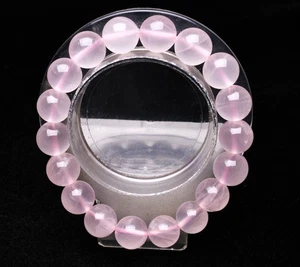 12mm Natural Rose Quartz Crystal Gemstone Bangle Bracelet Madagascar - Picture 1 of 6