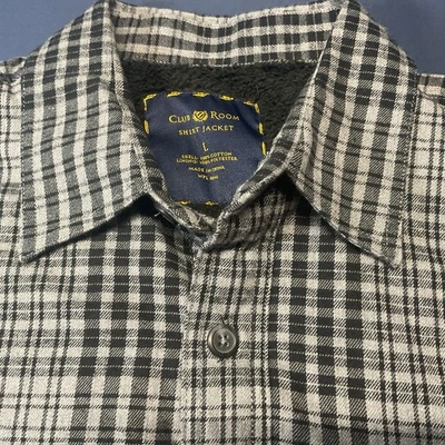 NWT Club Room Men’s Shirt Jacket Plaid Lined Gray/Black Plaid Large NWT - Image 1 of 4