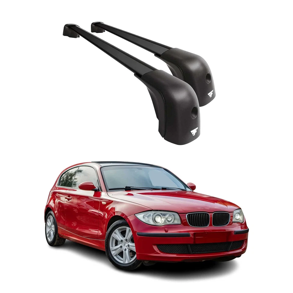Barras transversales de techo para BMW Serie 1 E81 E82 E87 2005-2011 aluminio 220 lb negro Foto 1 de 4