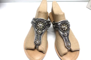 COCONUTS by Matisse Silver Beaded Flip Flop Sandals Embellished SIZE 6M NWOT - Picture 1 of 13