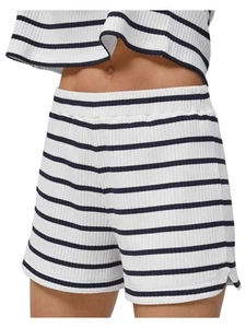 FRENCH CONNECTION Womens White Stretch Ribbed Ruched Elastic-waist Shorts XS - Picture 1 of 3