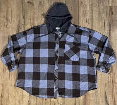 Camisa de franela Maurices Cabin a cuadros con capucha novio para mujer talla grande 4XL Foto 1 de 4