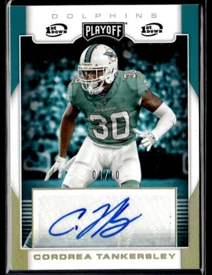 L38,008- 2017 Playoff Rookie Signatures 1st Down #38 Cordrea Tankersley /10 Auto - Image 1 of 2