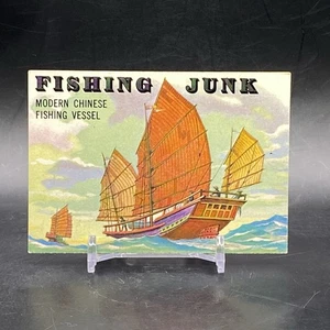 1955 Topps Rails & Sails #149 Fishing Junk Modern Chinese Vessel Vintage Card - Bild 1 von 2