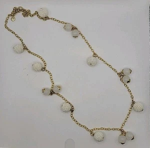 J. Crew Necklace White Seed Bead White  Acrylic Station Gold Tone NEW NWOT - Foto 1 di 4