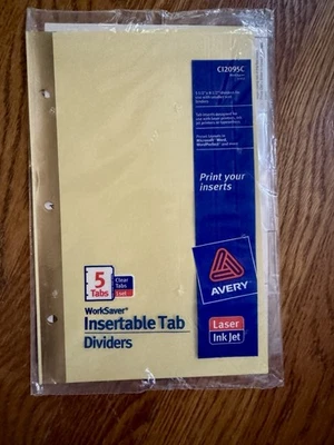 Avery WorkSaver Insertable Tab Dividers 11102 5 Clear Tabs 5.5" x 8.5" - Image 1 of 3