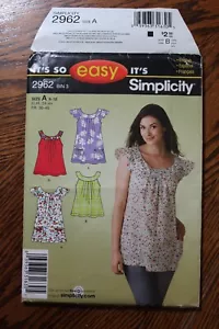 Simplicity 2962 Sewing Pattern Misses' Top in Two Lengths-Tie Back Sz. 8-18 - Picture 1 of 3