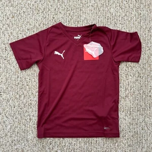 Puma NWT Youth XS Burgundy Red DRYCELL V-Neck Short Sleeve Soccer Jersey Top 5-6 - Picture 1 of 6