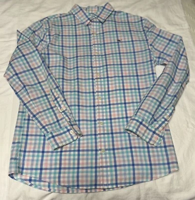 Camisa Vineyard Vines The Whale Rosa Camisa a Cuadros Abotonada Niños Niños Talla Grande Foto 1 de 4