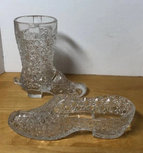 ANTIQUE 1886 VTG BRYCE BROTHERS DAISY & BUTTON GLASS SHOE & SLIPPER EAPG - Picture 1 of 6