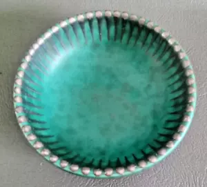 Vintage Gustavsberg Argenta A25 Swedish Wilhelm Kage Silver Drip Pottery Dish - Picture 1 of 4