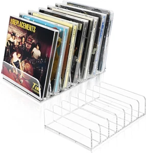 CD Holder 2 Pack, Clear Acrylic CD Organizers, CD Display Rack Holds up to 14 St - Picture 1 of 12