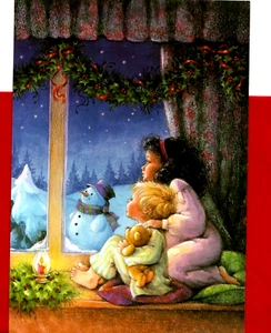 Biglietto Auguri Buon Natale Foster Bambini Pace Diversità Finestra - Foto 1 di 3