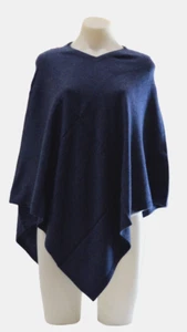 Spruce Blue Cashmere Blend Poncho Pashmina Wool Wrap Warm Women Fabric Yarn 16 - Picture 1 of 2