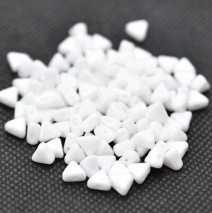 Kheops® par Puca® (25 Beads) Opaque White 6mm 2-Hole Triangle Shape Glass - Picture 1 of 2