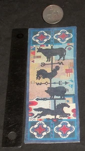 Rug Carpet Runner Country Farm Print Black Blue Cow Chicken 1:12 Miniature #2996 - Picture 1 of 2