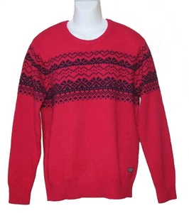 Scotch & Soda Lambswool Nylon Crewneck Sweater Red Black Men's Size SLIM XL - Picture 1 of 3