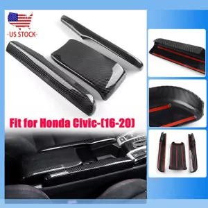 Center Console Armrest Box Cover ABS Carbon Style for 10th Honda Civic 2016-2021 - Picture 1 of 9