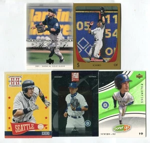 Lote de 5 tarjetas de béisbol Ichiro SEATTLE MARINERS NEW YORK YANKEES MARLINS (LOTE 55) - Imagen 1 de 1