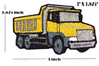 Aufbügeln Aufnäher DUMP LKW Baugeräte Applikation schwere Maschinen gelb