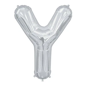 Y Silver Letter 34" Mylar Balloon, Party Decor, 1 Piece - Picture 1 of 1