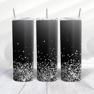 Schwarz & Silber Glitzer Design 20 oz Trinkbecher - personalisierte Wasserflasche isoliert - Bild 1 von 3