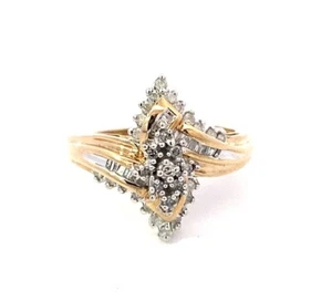 10KT TWO-TONE GOLD .50CT DIAMOND CLUSTER RING SIZE 9, 5.8 GRAMS - Picture 1 of 4