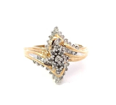 10KT TWO-TONE GOLD .50CT DIAMOND CLUSTER RING SIZE 9, 5.8 GRAMS - Image 1 of 4
