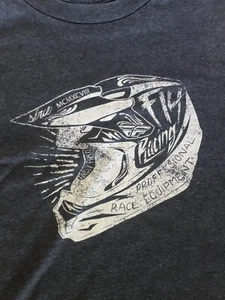Fly Racing Short Sleeve Shirt Tshirt Youth Medium Gray Helmet Design - Picture 1 of 4
