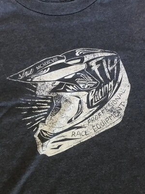 Fly Racing 短袖衬衫 T 恤青少年中号灰色头盔设计 — 第 1/4 张图片