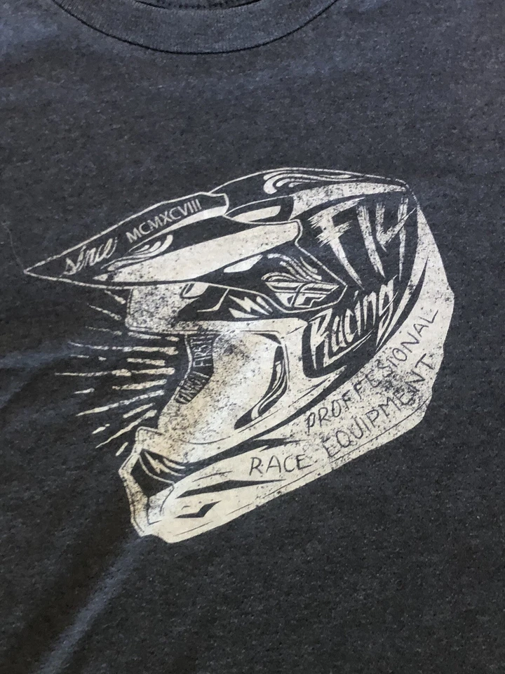 Camiseta Camiseta Fly Racing Manga Corta Juvenil Gris Medio Diseño Casco Foto 1 de 4