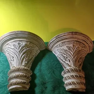 Hand Carved Wooden Sconces /Shelving - Picture 1 of 11
