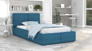 Bett AMBER 120x200 cm Türkis Samt mit Lattenrost Einzelbett mit Bettkasten - Bild 1 von 3