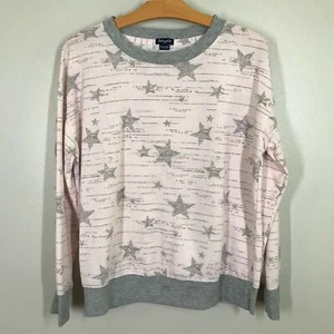 Splendid Pink Gray Star Print Crewneck Lightweight Pullover Sweatshirt Size M - Picture 1 of 5