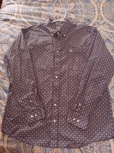 Cinch Shirt Mens Medium Blue Gray Geometric Button Up Long Sleeve Western - Picture 1 of 4