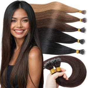 150PCS THICK 100% Remy Human Hair Extensions Nano Ring Tip Micro Loop Bead ombre - Picture 1 of 63
